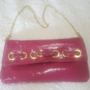 Hot pink with gold chain clutch